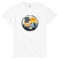Good Things Take Time unisex graphic T-shirt with mountain, sunset and explorer artwork by SHUBHNAM