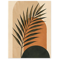Palm leaf over terracotta, olive and neutral geometric shapes by SHUBHNAM